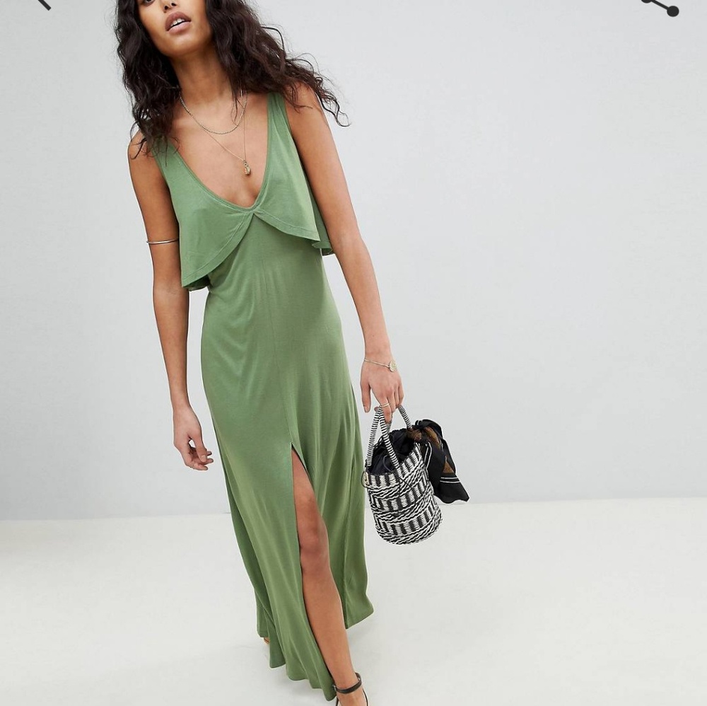 ASOS Floaty Layer Frill Jersey Maxi Beach Dress